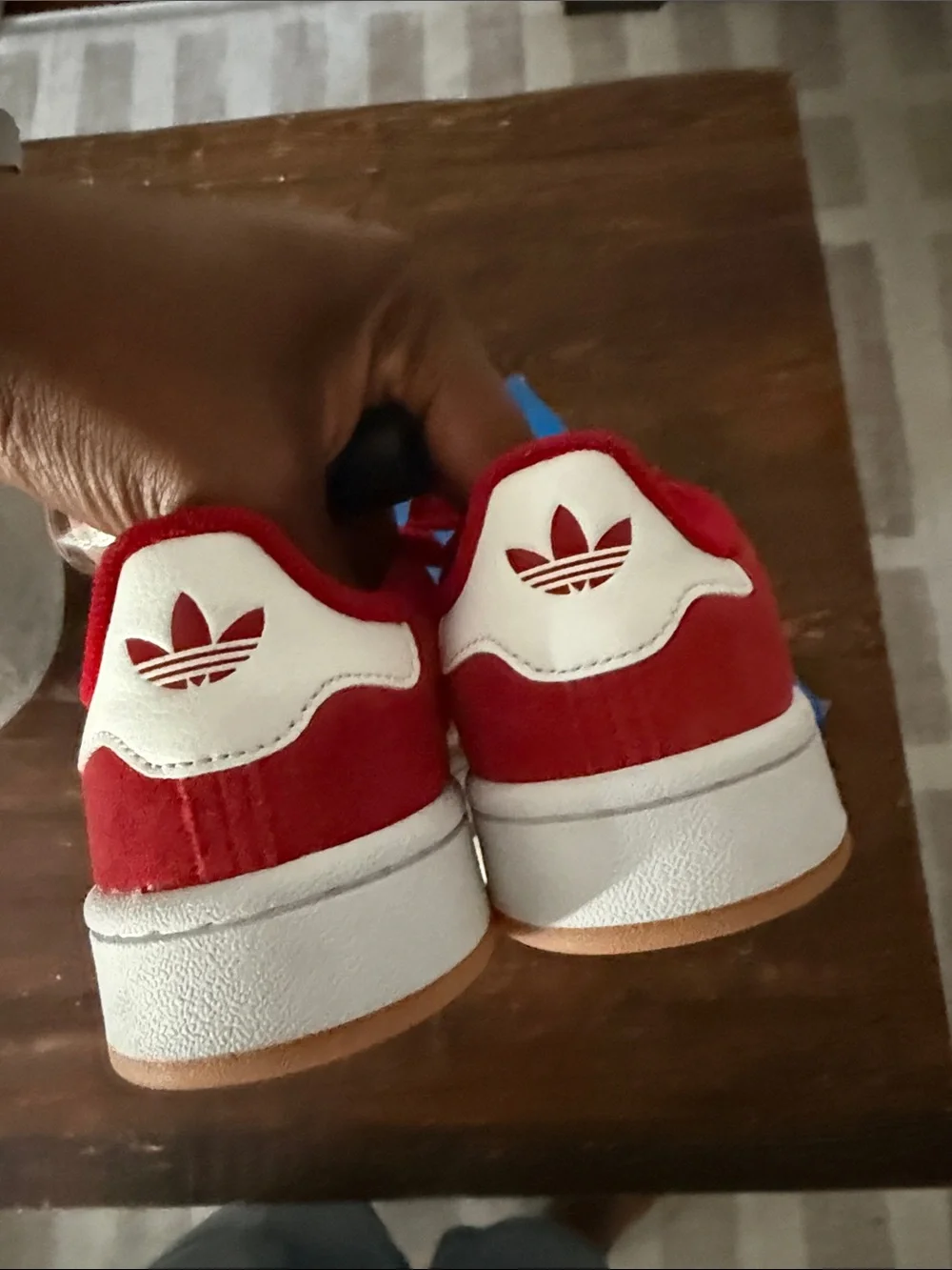 Boys adidas campus Red Suede Sneakers with White Stripes. Size 1.